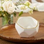 Kate Aspen Geometric Ceramic Planters – Set of 2 Decorative Bowls, Small & Medium, White - Image 4