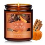 Fall Candle, Spiced Pumpkin Scented Candles for Home, Natural Soy Autumn Candle Aromatherapy Candle, 7 oz Jar Candles Fall Gifts for Women Men