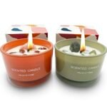 Healing Crystal Candles Chakra Jar Candle Soy Candle Gifts for Women Scented Candle Set 2 Pack Green and Orange