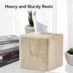 Square Natural Travertine Texture Tissue Box Cover – Handmade Resin Holder for Home, Office & Bathroom. - Image 4