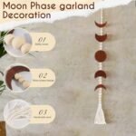 Boho Moon Phase Wall Hanging with Wood Beads and Tassel - Stylish Home Decor for Living Room, Bedroom, or Office (Brown) - Image 2