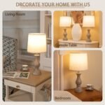 Set of 2 Seealle Farmhouse Table Lamps - Rustic 22" Boho Bedroom & Office Desk Lamps with Linen Shades. - Image 7