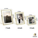 AceList Set of 3 Metal Geometric Glass Photo Frames: 4"x4", 4"x6", 5"x7" Sizes Included - Image 5