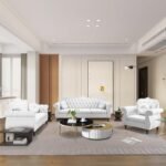 AVZEAR 3-Piece Mid-Century Modern Chesterfield Velvet Sofa Set with Tufted White Couch. - Image 7