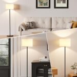 Modern 60" Tall Floor Lamp with White Shade, Foot Pedal Switch for Living Room and Office, Black Pole (Bulb Not Included) - Image 7