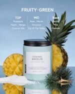 M&SENSE Oceanic Breeze Candle - 19.4oz, 110-hour burn, 2-wick natural soy for stress relief, featuring pineapple & mango. - Image 2