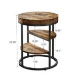 Tribesigns Round End Table Set of 2 – 3-Tier Rustic Industrial Side Tables for Small Spaces - Image 2