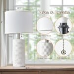 Reaketon 20" Ceramic Table Lamps Set of 2 for Living Room & Bedroom Nightstands - Modern White Decor - Image 5