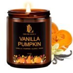 Fall Candle | Vanilla Pumpkin Scented Candle - Autumn Home Decor, 7oz Autumn Soy Candles with 50hr Burn Time, Holiday Thanksgiving Fall Gifts for Women Men