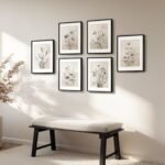 Framed Boho Vintage Botanical Wall Art Set of 6, Black & White Floral Canvas Prints for Farmhouse Decor, 11x14 - Image 3