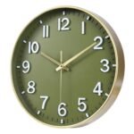 HZDHCLH Battery Operated Wall Clock - Green and Gold, 8-Inch Silent Clock with 3D Numbers for Home, Office, or Classroom Decor. - Image 5