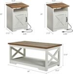 AMERLIFE Farmhouse Living Room Table Set: 70" Fireplace TV Stand, 36" Electric Fireplace & Coffee Table with Charging Station, White & Barnwood. - Image 4