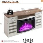 AMERLIFE Farmhouse Living Room Table Set: 70" Fireplace TV Stand, 36" Electric Fireplace & Coffee Table with Charging Station, White & Barnwood. - Image 3