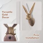 UITWMKTG Gold Rabbit Animal Head Wall Decor - Modern Sculpture for Living Room, Office, or Bedroom - Image 3