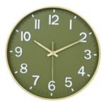 HZDHCLH Wall Clocks Battery Operated,Wall Clock Green Gold,8 inch Wall Clock Silent Non Ticking Modern 3D Numbers for Kitchen Bedroom Living Room Office Classroom Decor