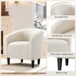 Yaheetech Ivory Barrel Chairs: Cozy Furry Accent Chairs with Soft Padded Armrests, Set of 2 for Living Room or Office. - Image 8