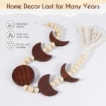 Boho Moon Phase Wall Hanging with Wood Beads and Tassel - Stylish Home Decor for Living Room, Bedroom, or Office (Brown) - Image 4
