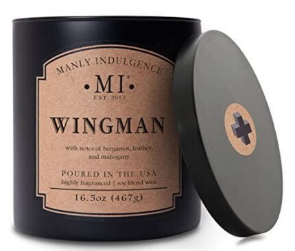 Manly Indulgence Wingman Scented Candles for Men, 2 Wick, 16.5 oz, Premium Soy Blend Wax, 60H Burn, Candles for Home Scented - Made in The USA