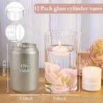 TBWIND 12-Piece Glass Cylinder Vases Set | 6-Inch Clear Flower Vases for Weddings, Home Decor & Centerpieces - Image 3