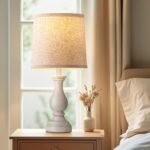 Set of 2 Seealle Farmhouse Table Lamps - Rustic 22" Boho Bedroom & Office Desk Lamps with Linen Shades. - Image 2