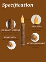 ONEIHOMM 12 Pcs 6.5'' Real Wax Flameless Taper Candles with Timer – Rustic Battery-Operated Decor for Halloween - Image 4