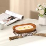 10-Inch Wooden Bowl Candle: Large Soy Farmhouse Candle, Sandalwood Scent, 3 Wicks, Perfect Christmas Gift. - Image 4