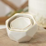 Kate Aspen Geometric Ceramic Planters – Set of 2 Decorative Bowls, Small & Medium, White - Image 2