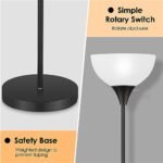 Coucrek LED Floor Lamp: Black Modern Torchiere with White Shade for Living Room or Dorm – Bulb Not Included - Image 3