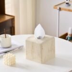 Square Natural Travertine Texture Tissue Box Cover – Handmade Resin Holder for Home, Office & Bathroom. - Image 3