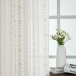 Neutral 84-Inch Farmhouse Curtains: Taupe Cream Boho Sheer Floral Design for Living & Dining Rooms - 2 Panels Set. - Image 9