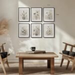 Framed Boho Vintage Botanical Wall Art Set of 6, Black & White Floral Canvas Prints for Farmhouse Decor, 11x14 - Image 9