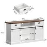 AntsandAnts Coastal TV Stand for 65" TV | Mid-Century Wood Entertainment Center with Storage | Farmhouse Console Table for Living Room or Bedroom - White - Image 3