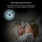 WallarGe Night Light Wall Clock – Silent, Battery-Operated Glow-in-the-Dark Clock with Large 12-Inch Display for Bedroom, Living Room, and Kitchen. - Image 6
