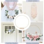 GUDELAK 12Pcs 12-Inch Gold Metal Floral Hoop Centerpieces with Wood Base for DIY Wedding Decor and Crafts. - Image 7