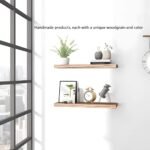 Set of 6 PHPH Light Brown Floating Wooden Wall Shelves, 17-Inch, Perfect for Bedroom Decor - Image 2