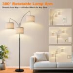 Dimmable Arc Floor Lamp with 3 Lights for Living Room, 1000LM, Beige Shades & Stable Base, Includes 3 LED Bulbs. - Image 5