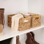 Wicker Storage Basket Set - 2 Medium Water Hyacinth Baskets with Handles for Organizing. - Image 6