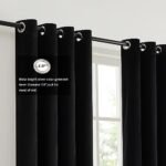 BULBUL Black Gold Color Block Velvet Curtains, 84" Long, Farmhouse Darkening Panels, Grommet Set for Bedroom & Living Room - Image 2