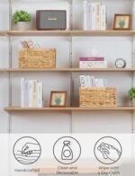 Wicker Storage Basket Set - 2 Medium Water Hyacinth Baskets with Handles for Organizing. - Image 5