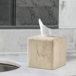 Square Natural Travertine Texture Tissue Box Cover – Handmade Resin Holder for Home, Office & Bathroom. - Image 5