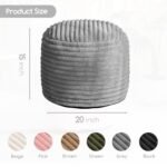 HIGOGOGO Round Stripe Faux Fur Pouf Ottoman with Foam Filling, 20x15 Grey Storage Foot Stool for Living Room. - Image 3
