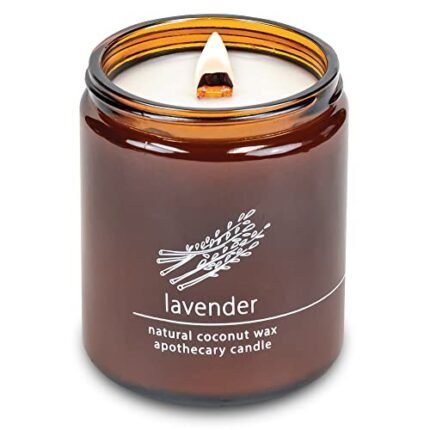 Hemlock Park Crackling Wood Wick Candle Handcrafted with Natural Coconut Wax (Standard 8 oz, Lavender)