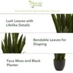 Nearly Natural 35" Green Sansevieria with Black Planter – Perfect Indoor Decor! - Image 3