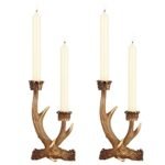 OLHAPZP Deer Antler Candle Holders, Rustic Candlestick Holders Farmhouse Decor Style for Wedding Centerpieces, Living Room, Bathroom, Dining Room(2 PCS)