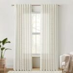 Neutral 84-Inch Farmhouse Curtains: Taupe Cream Boho Sheer Floral Design for Living & Dining Rooms - 2 Panels Set. - Image 3
