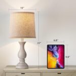 Set of 2 Seealle Farmhouse Table Lamps - Rustic 22" Boho Bedroom & Office Desk Lamps with Linen Shades. - Image 5