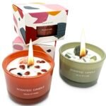 Healing Crystal Chakra Jar Candles Set - Scented Soy Candles for Women in Green & Orange (2 Pack) - Image 2
