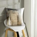 Britimes 18x18 Decorative Throw Pillow Covers Set of 2, Abstract Oil Painting Art for Living Room & Bedroom in Taupe, Tan, Grey, Brown, Beige. - Image 2