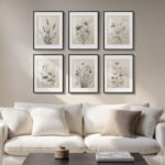 Framed Boho Vintage Botanical Wall Art Set of 6, Black & White Floral Canvas Prints for Farmhouse Decor, 11x14 - Image 2