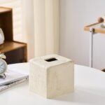 Square Natural Travertine Texture Tissue Box Cover – Handmade Resin Holder for Home, Office & Bathroom. - Image 8